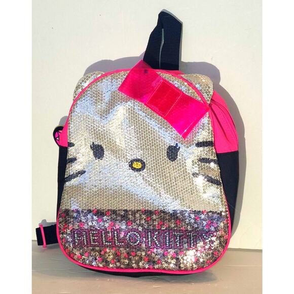 Sanrio Hello Kitty Girls Small Pink Sequin Backpack Adjustable Straps 10” X 9” - Picture 1 of 10
